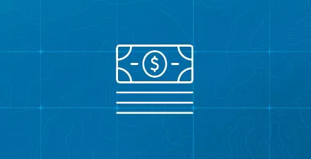 Stack of cash icon on a blue