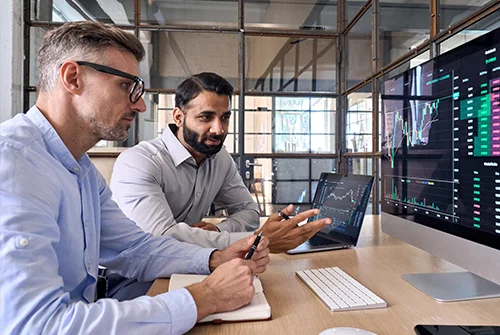 Gentlemen sitting at a workstation
